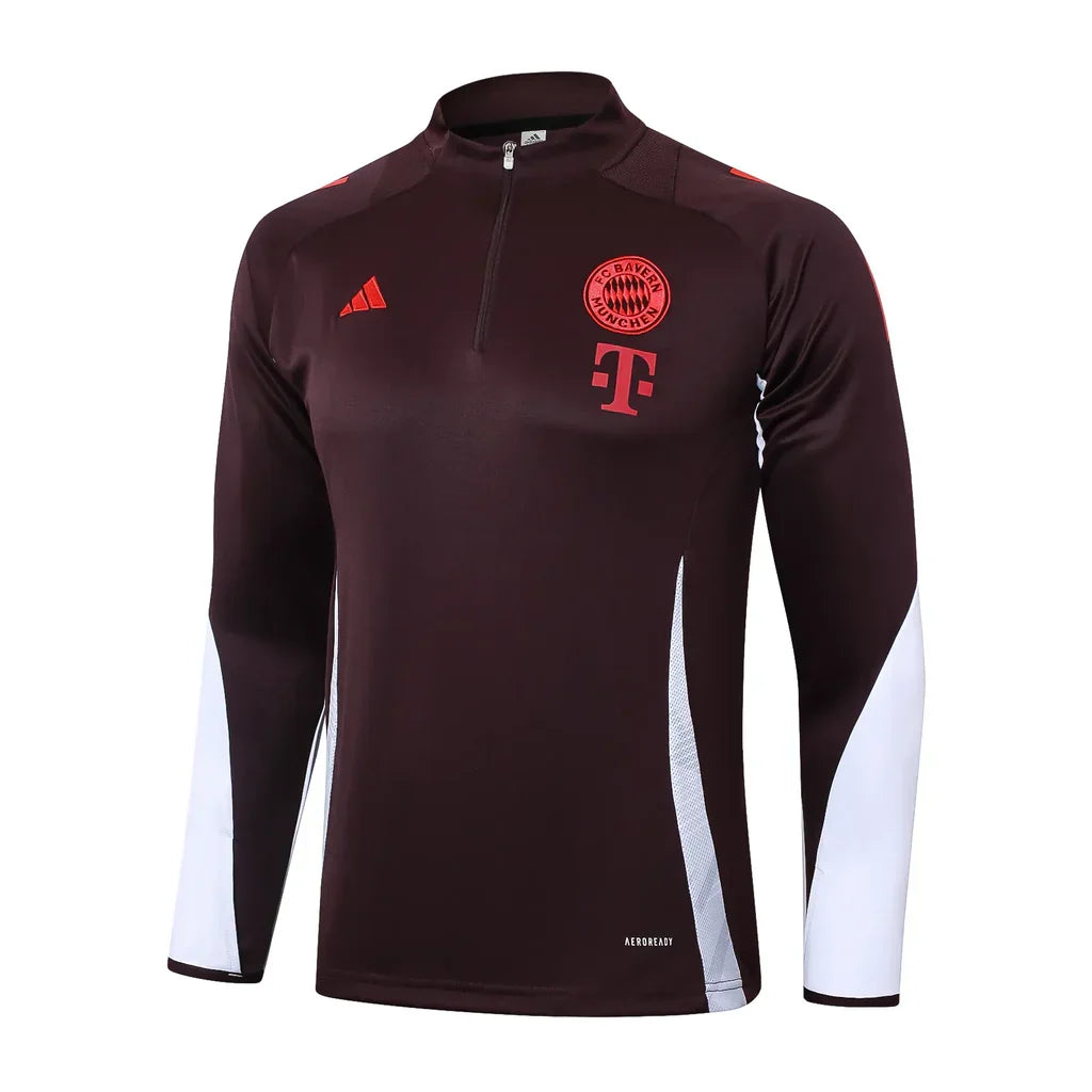 Conjunto Bayern de Munique ZĂper Curto Treino Vinho 2024/25