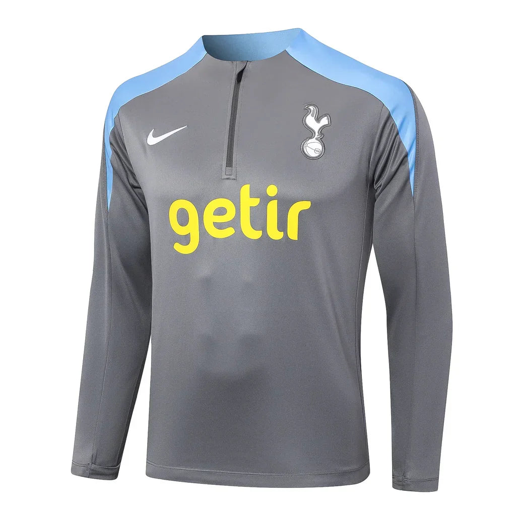 Conjunto Tottenham ZĂper Curto Treino Cinza 2024/25