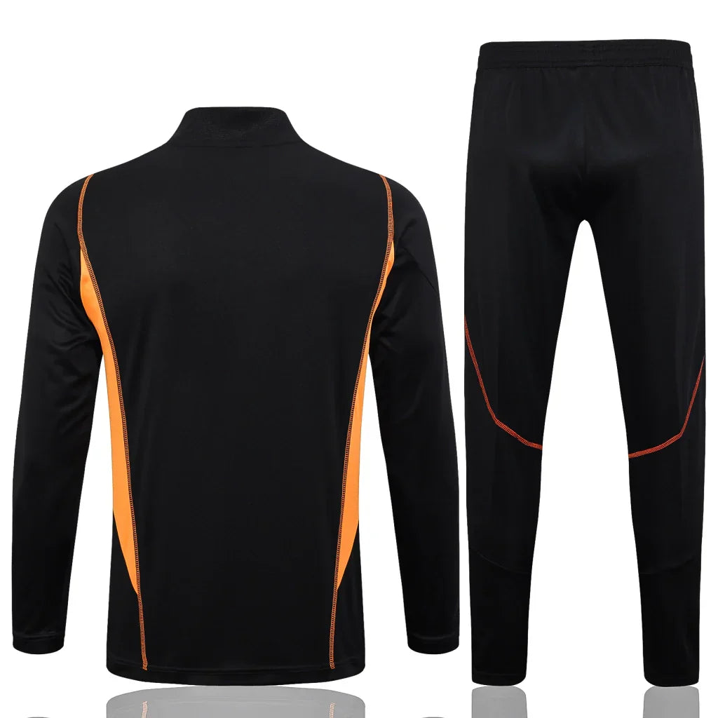 Conjunto Internacional ZĂper Curto 2023/24 - Preto e Laranja