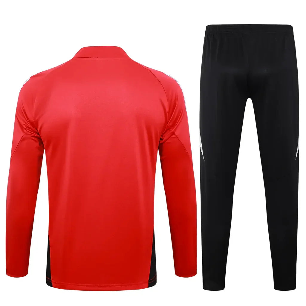Conjunto Manchester United Zíper Curto Treino Vermelho e Preto