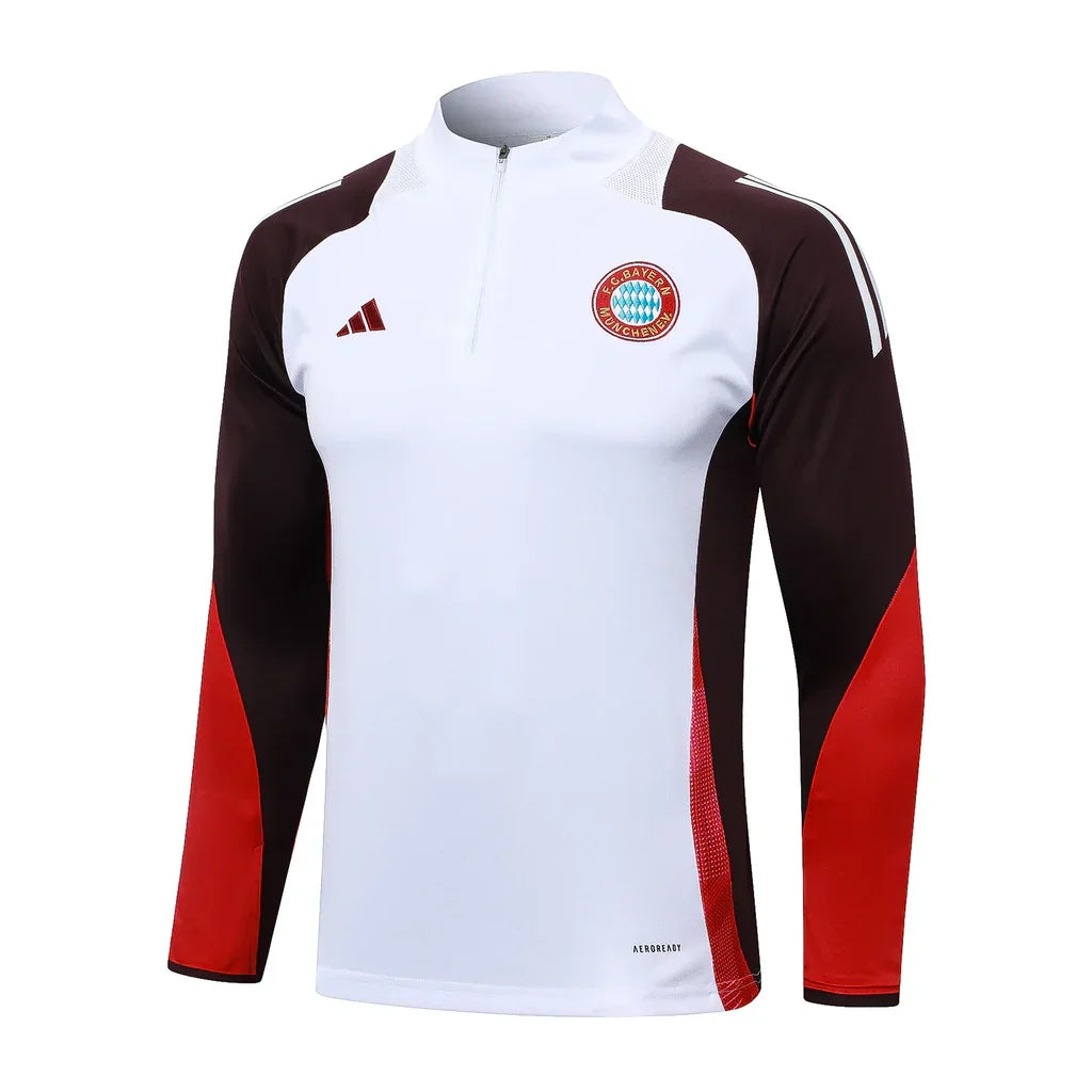 Conjunto Bayern de Munique Zíper Curto Treino Branco 2024/25