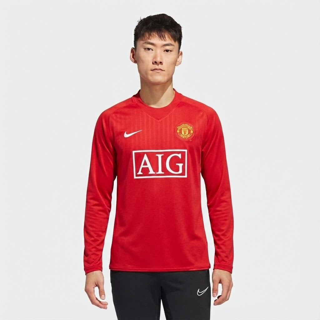 Camisa Retrô Manchester United 2007/08 I Manga Longa | Torcedor Shop