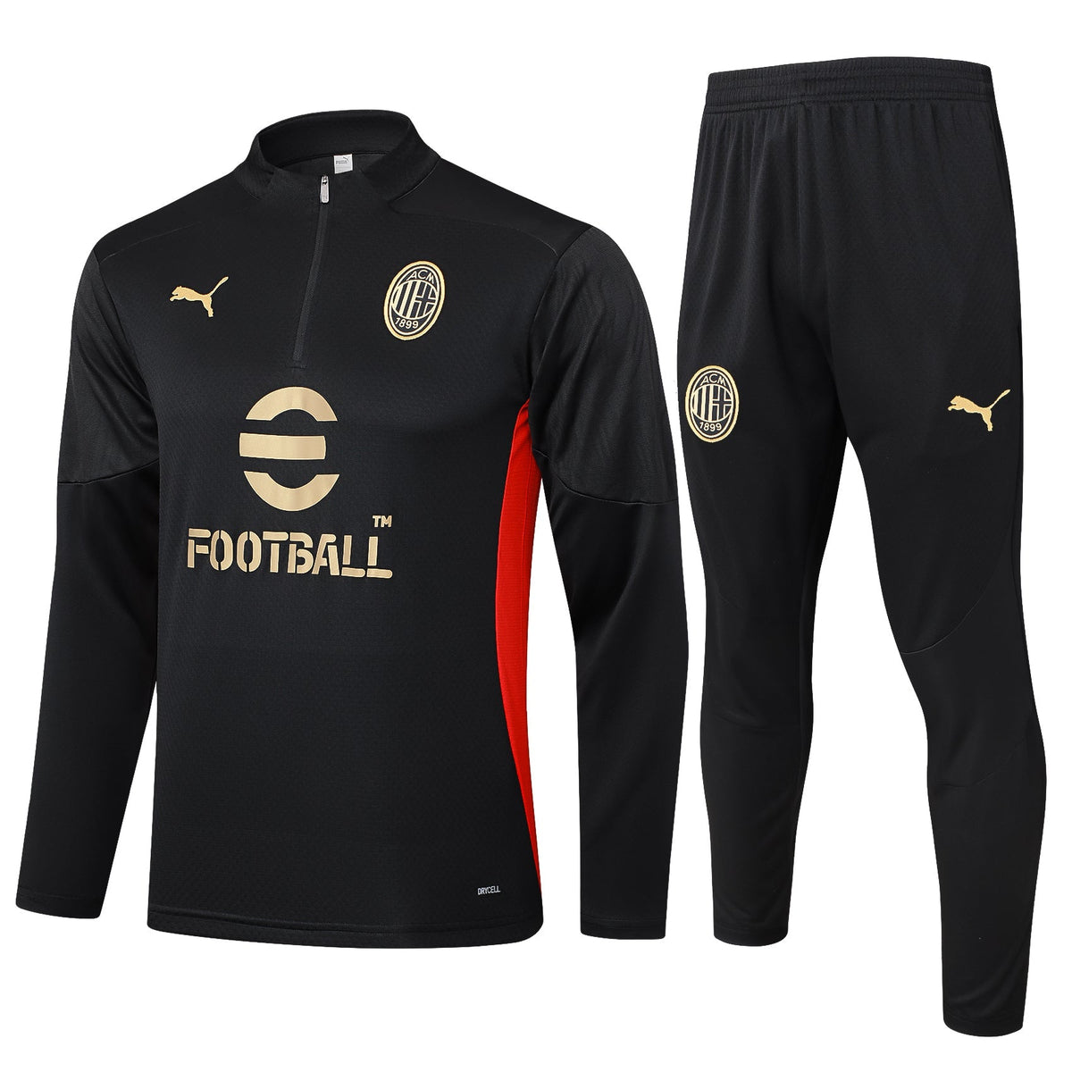 Conjunto AC Milan Zíper Curto Treino Preto | Torcedor Shop