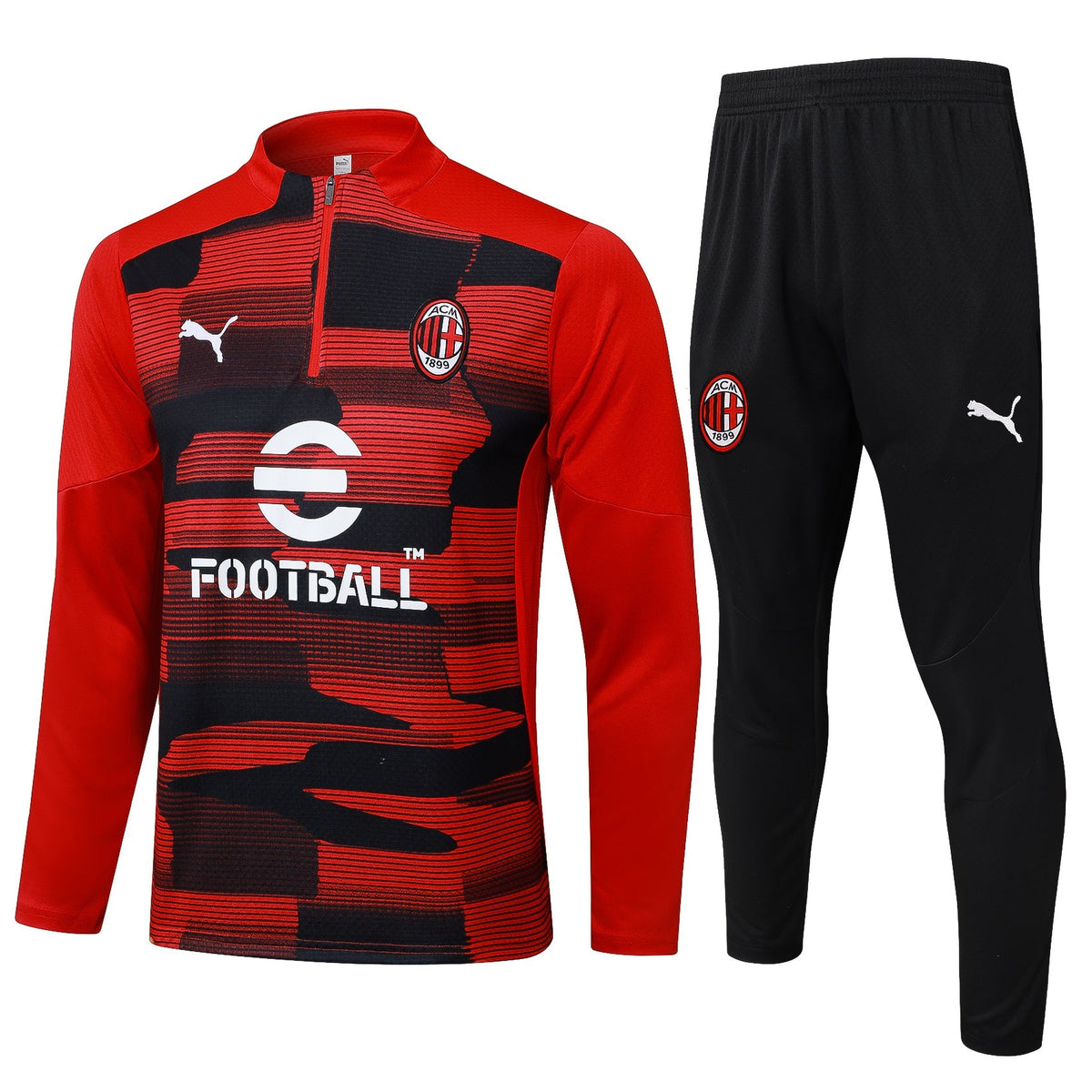 Conjunto AC Milan Zíper Curto Treino Vermelho | Torcedor Shop