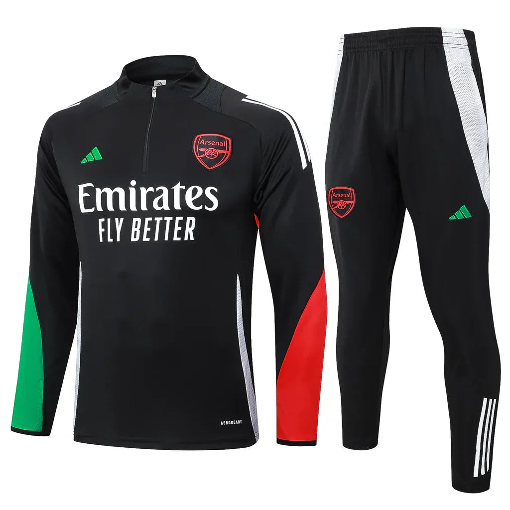 Conjunto Arsenal Zíper Curto Treino Preto 2024/25 | Torcedor Shop