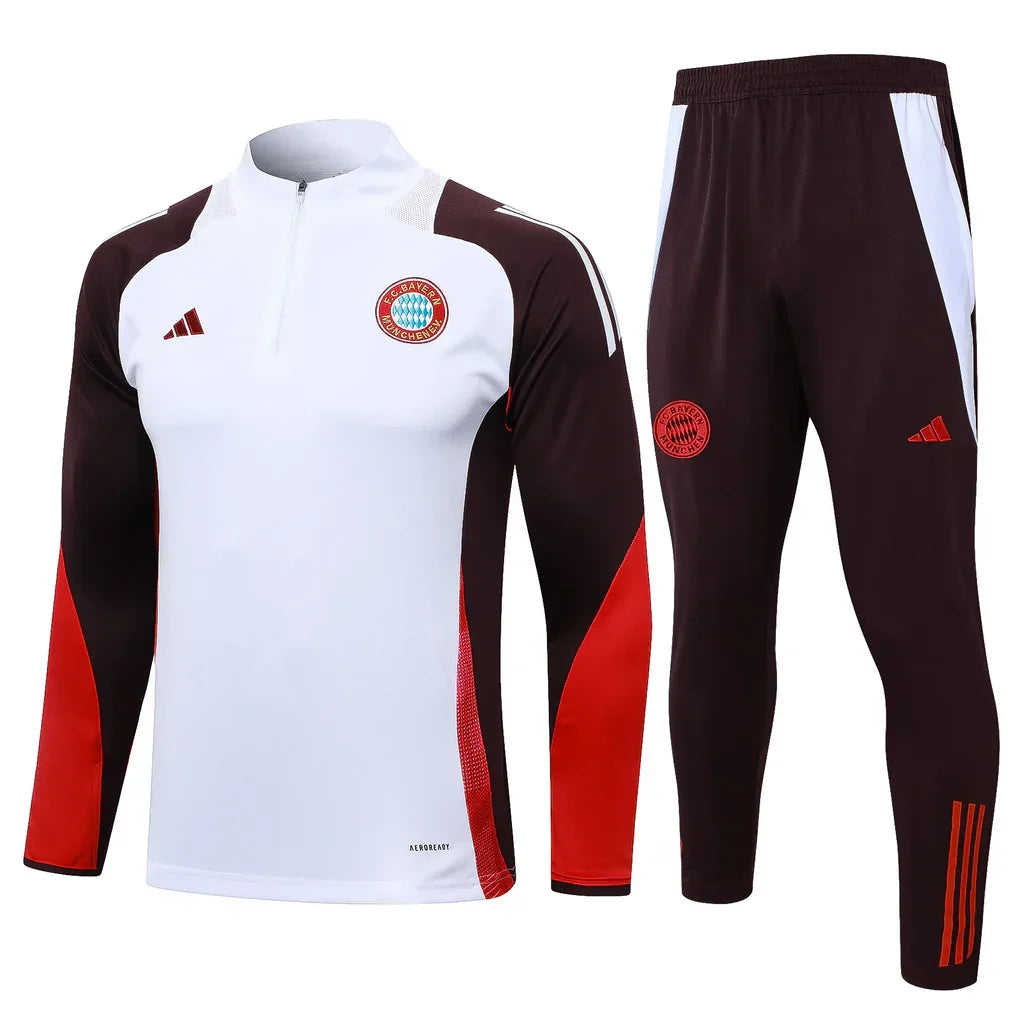 Conjunto Bayern de Munique Zíper Curto Treino Branco 2024/25 | Torcedor Shop