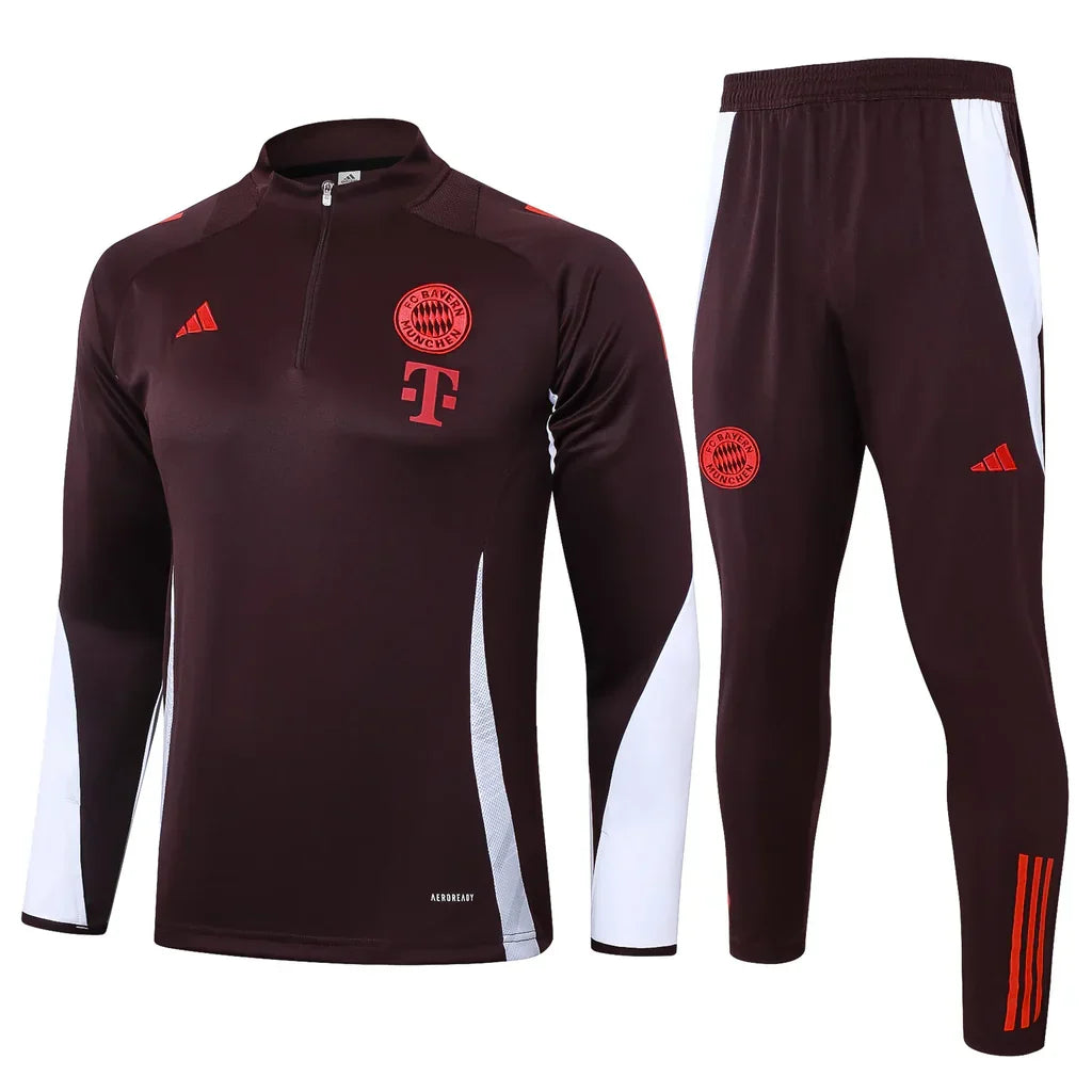 Conjunto Bayern de Munique Zíper Curto Treino Vinho 2024/25 | Torcedor Shop