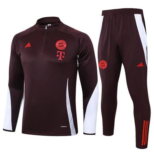 Conjunto Bayern de Munique Zíper Curto Treino Vinho 2024/25 | Torcedor Shop