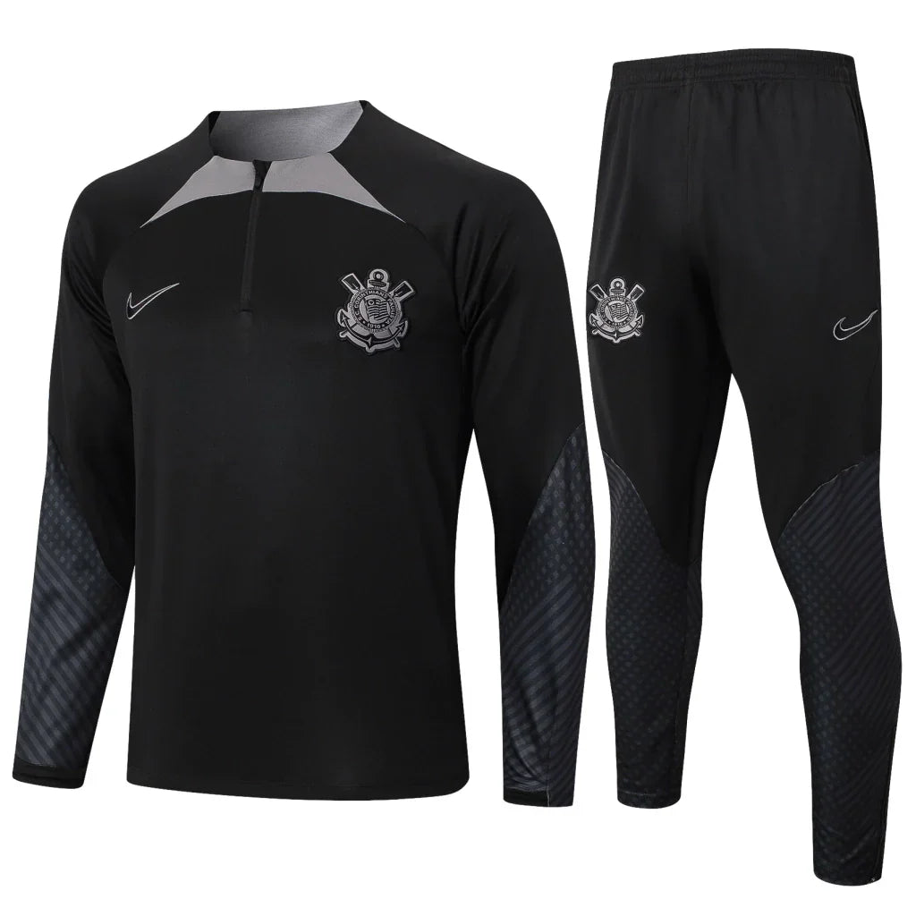 Conjunto Corinthians Ziper Curto Treino All Black | Torcedor Shop