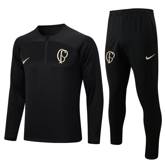 Conjunto Corinthians Ziper Curto Treino Preto | Torcedor Shop