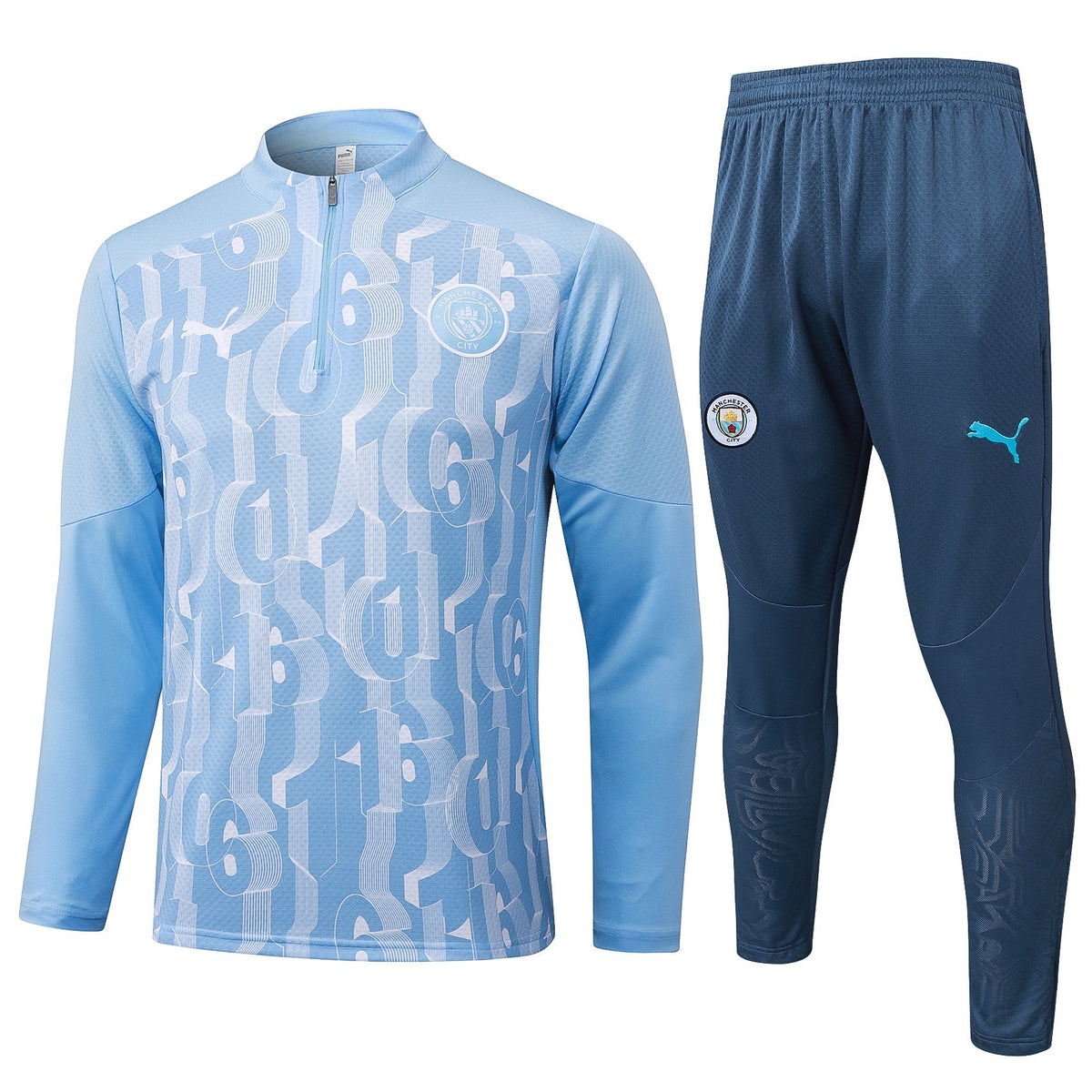 Conjunto Manchester City Zíper Curto Azul | Torcedor Shop
