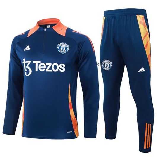 Conjunto Manchester United Zíper Curto Treino Azul 2024/25 | Torcedor Shop