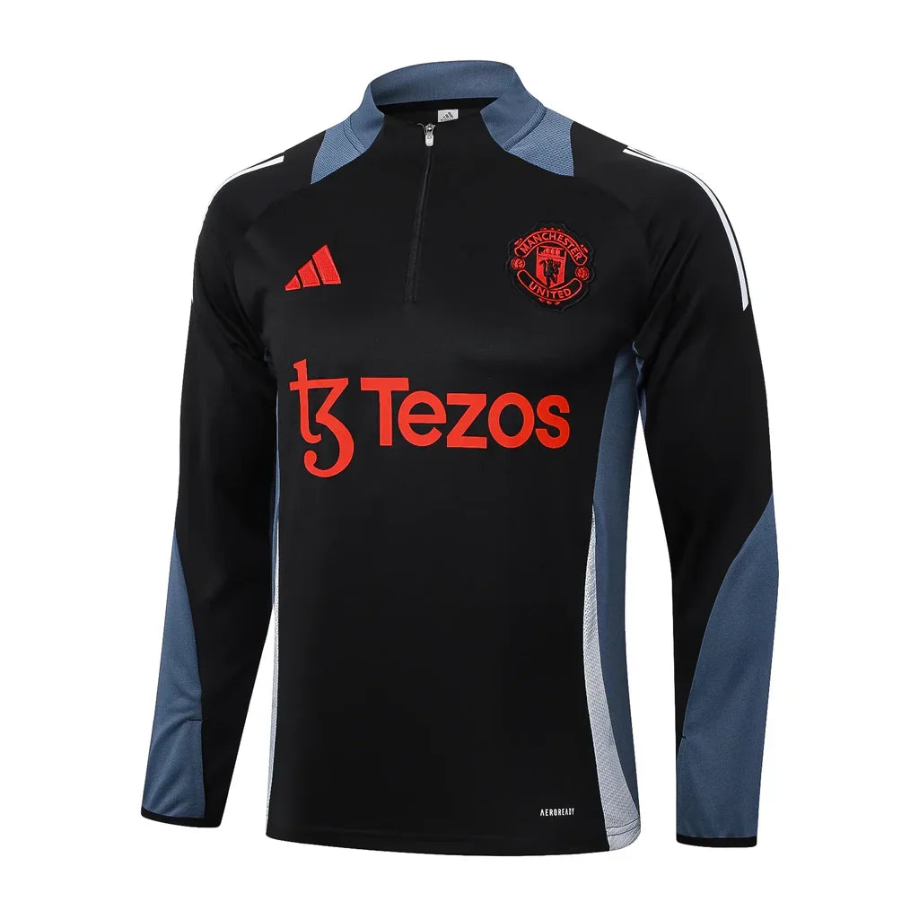 Conjunto Manchester United Zíper Curto Treino Preto 2024/25 - foto 3 | Torcedor Shop