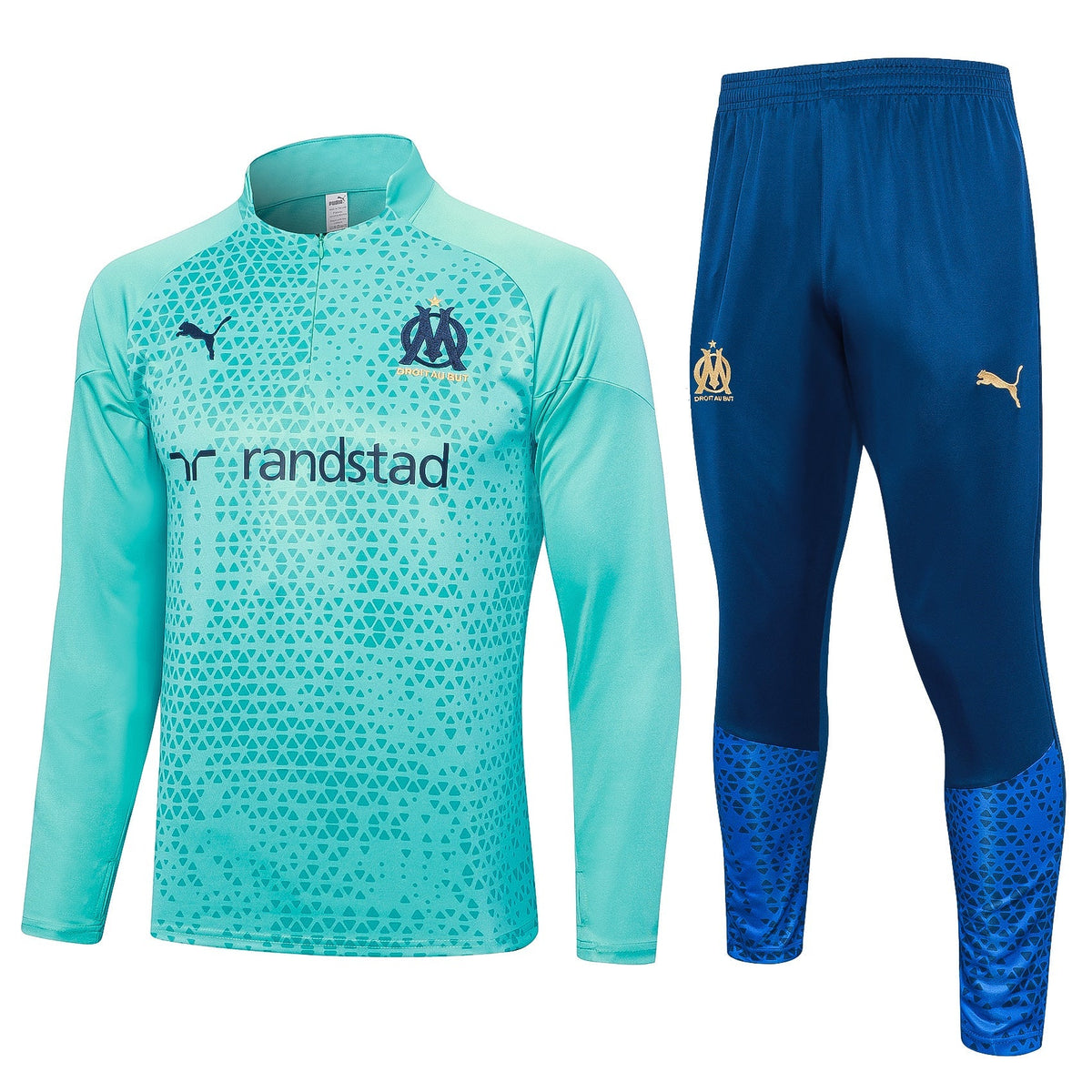 Conjunto Olympique de Marseille Zíper Curto Azul Claro | Torcedor Shop