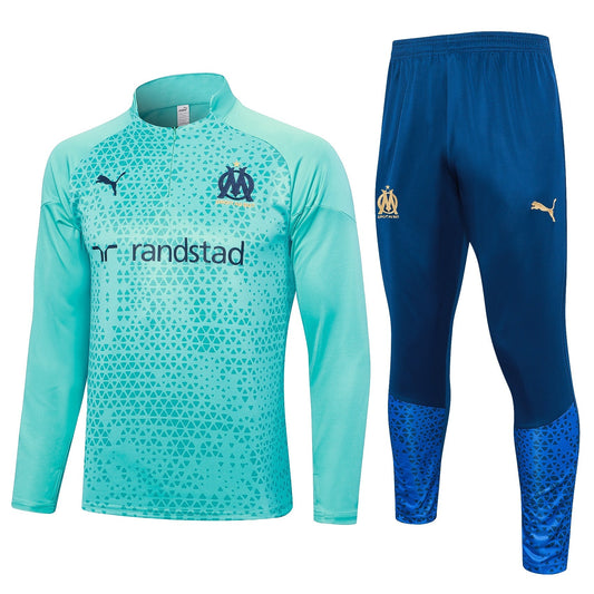 Conjunto Olympique de Marseille Zíper Curto Azul Claro | Torcedor Shop