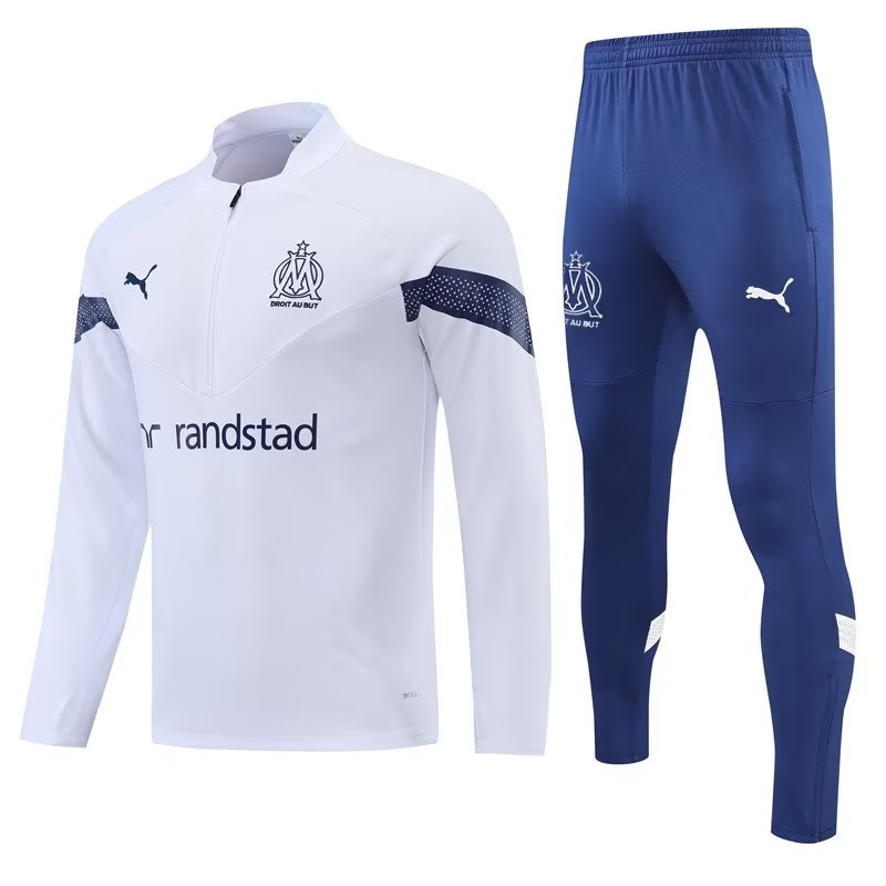 Conjunto Olympique de Marseille Ziper Curto Branco | Torcedor Shop