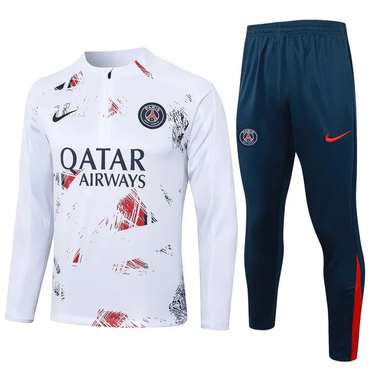 Conjunto Paris Saint Germain Ziper Curto Treino Branco e Azul | Torcedor Shop