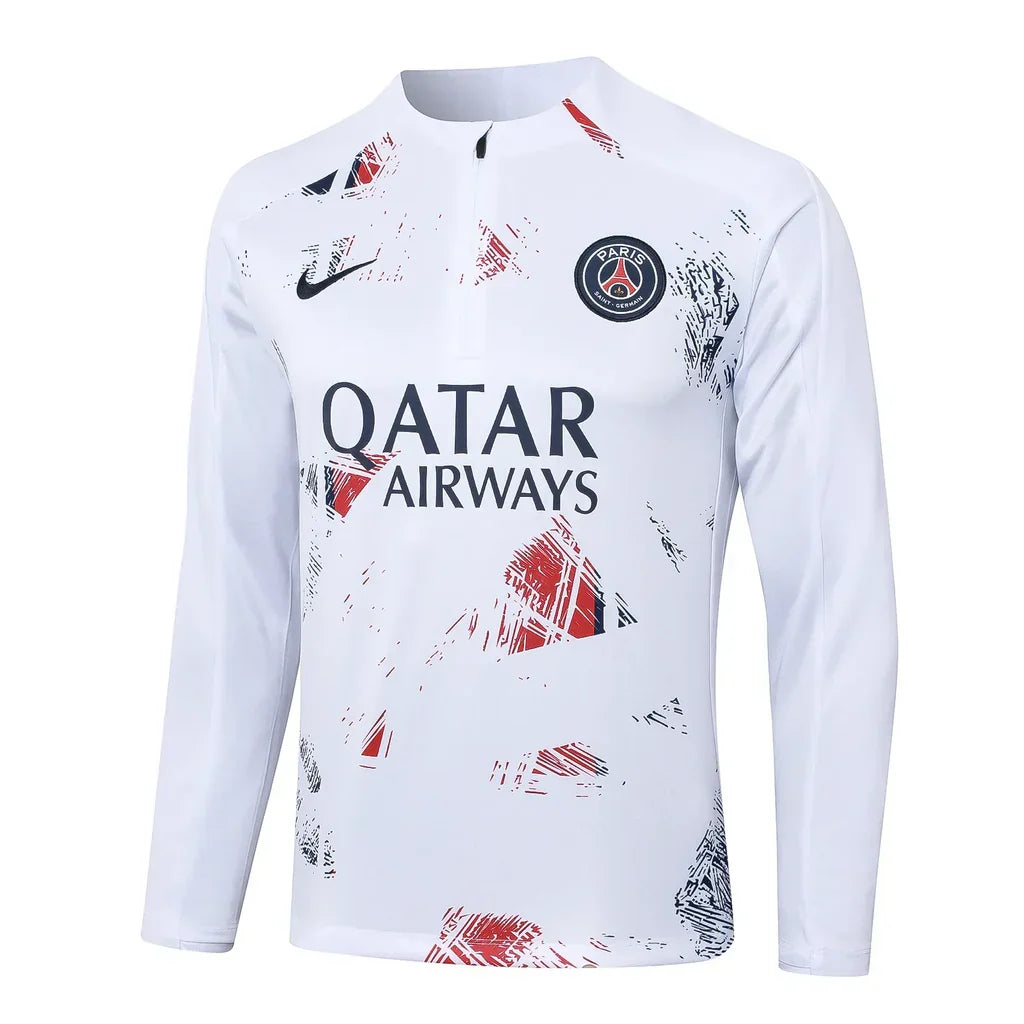 Conjunto Paris Saint Germain Ziper Curto Treino Branco e Azul - foto 3 | Torcedor Shop