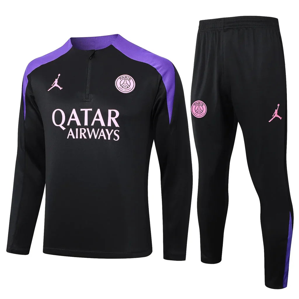 Conjunto Paris Saint Germain Zíper Curto Treino Preto e Roxo 2024/25 | Torcedor Shop