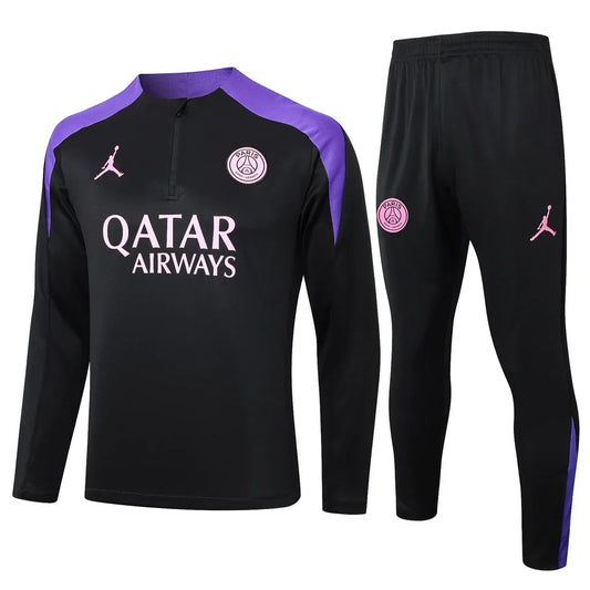 Conjunto Paris Saint Germain Zíper Curto Treino Preto e Roxo 2024/25 | Torcedor Shop