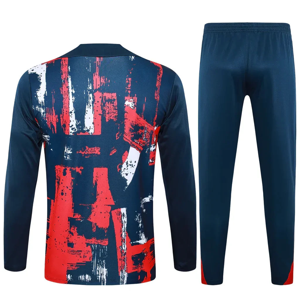 Conjunto Paris Saint Germain Zíper Curto Treino Vermelho e Azul 2024/25 - foto 2 | Torcedor Shop