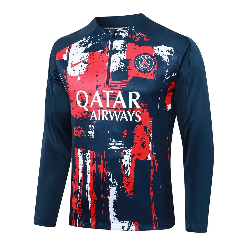 Conjunto Paris Saint Germain Zíper Curto Treino Vermelho e Azul 2024/25 - foto 3 | Torcedor Shop