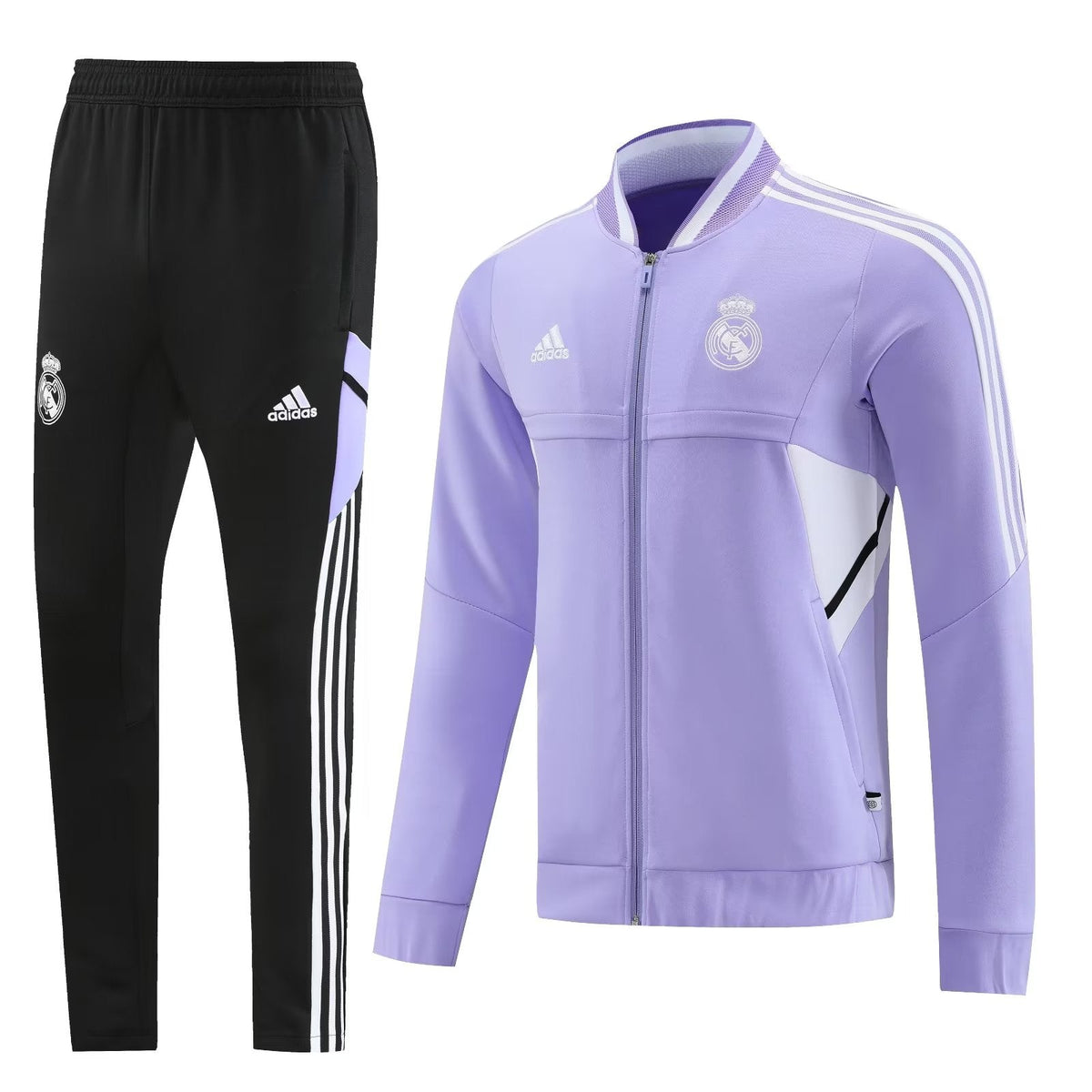 Conjunto Real Madrid Zíper Curto Lilás e Preto | Torcedor Shop