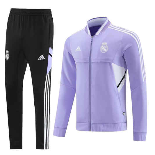 Conjunto Real Madrid Zíper Curto Lilás e Preto | Torcedor Shop