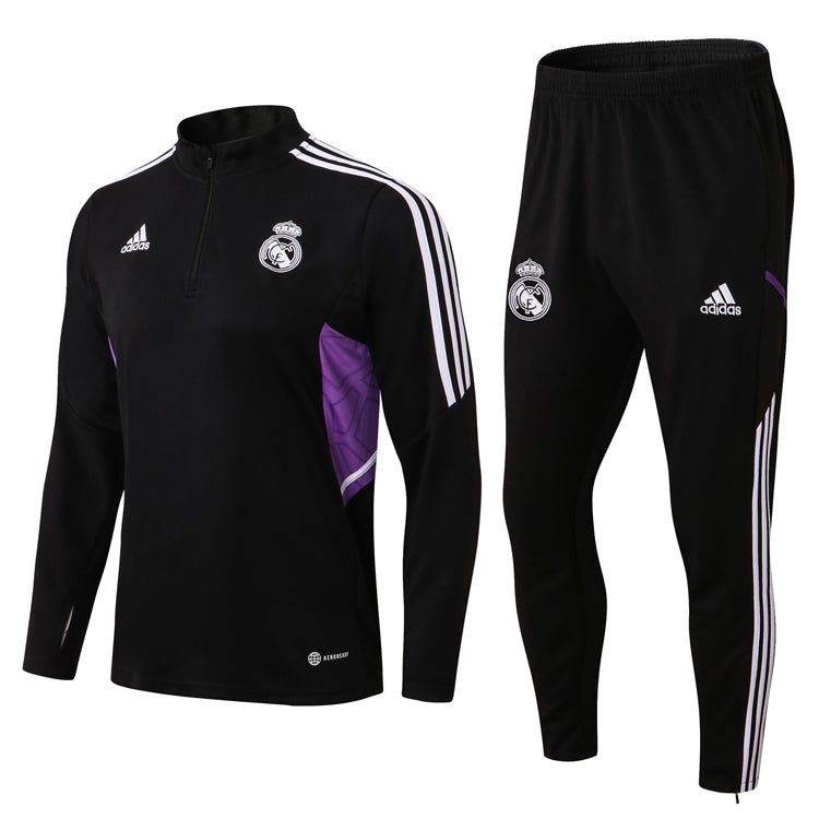 Conjunto Real Madrid Ziper Curto Preto | Torcedor Shop