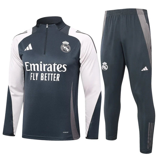 Conjunto Real Madrid Zíper Curto Treino Cinza | Torcedor Shop