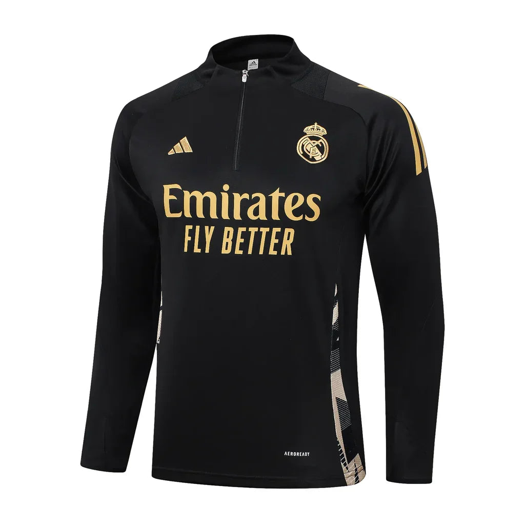 Conjunto Real Madrid Zíper Curto Treino Preto e Dourado - foto 3 | Torcedor Shop