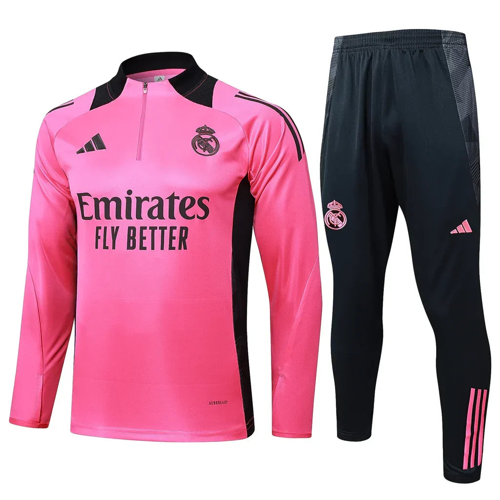 Conjunto Real Madrid Zíper Curto Treino Rosa e Preto | Torcedor Shop