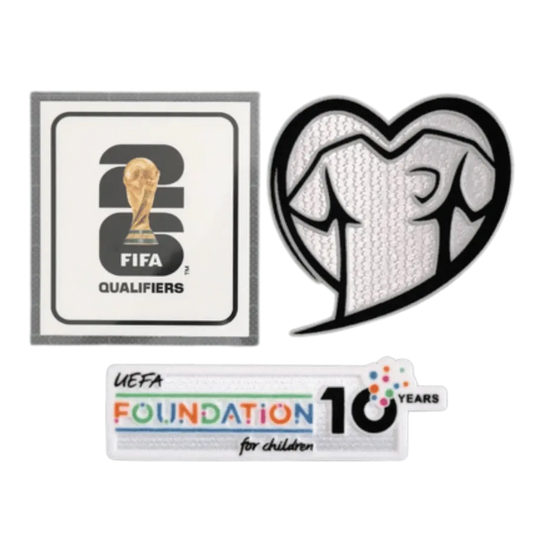 Kit Patches Copa do Mundo 2026 Qualifiers Play With Heart & FOUNDATION | Torcedor Shop